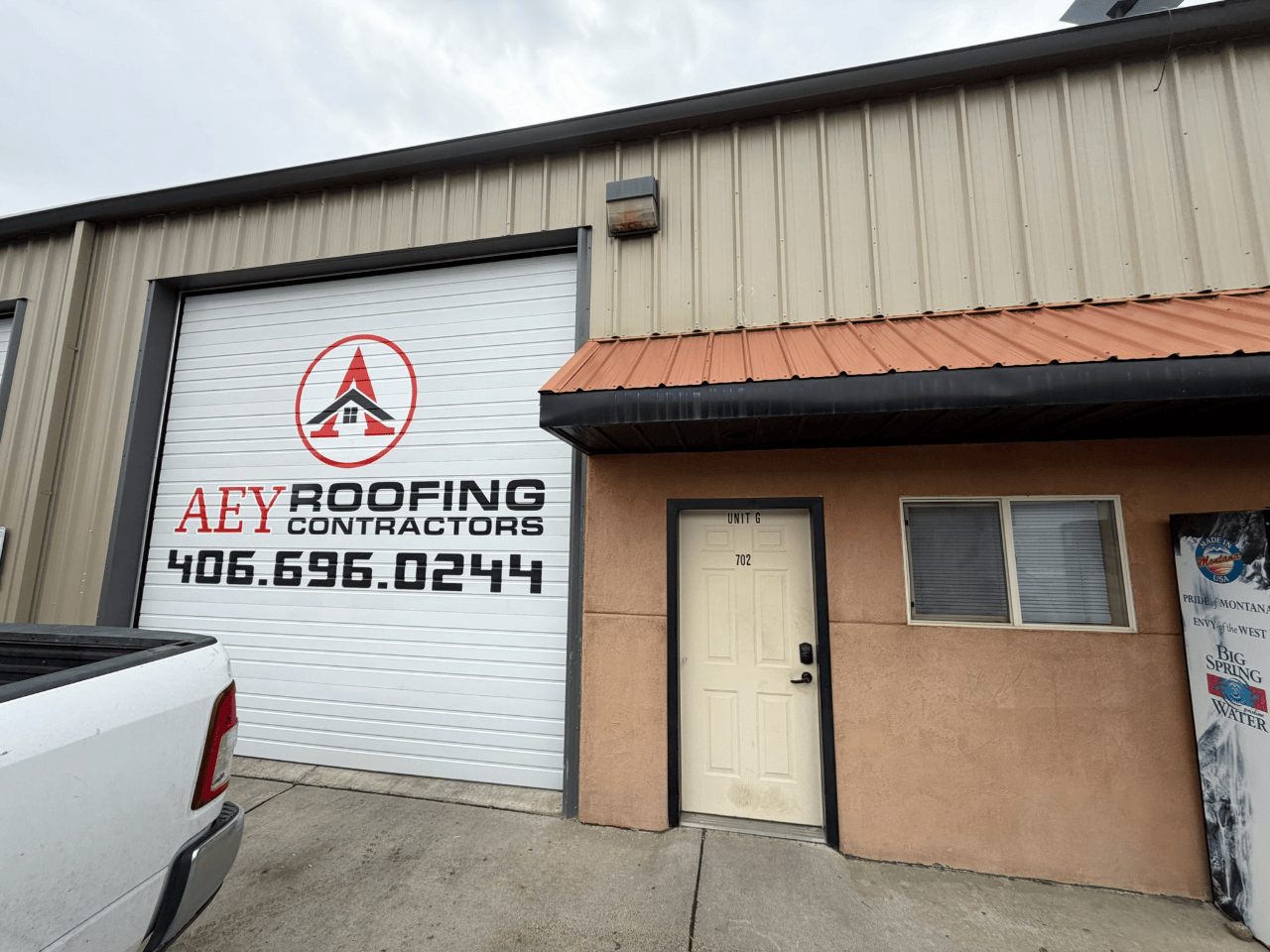Aey Roofing Billings Office At 702 Lohwest Lane Suite G Billings Montana 59106 Banner